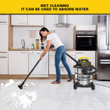 Stanley SL18116 Wet/Dry Vacuum, 6 Gallon, 4 Horsepower, Stainless Steel Tank, 4.0 HP, Silver+yellow Stanley