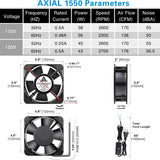GDSTIME AXIAL Fan 15050, 110V 120V AC 150mm x 150mm x 50mm Fan, Ventilation Exhaust Projects Cooling Fan GDSTIME