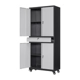 Yizosh Metal Garage Storage Cabinet with Locking Doors and Adjustable Shelves, Rolling Tool Storage Cabinet with 4 Wheels and 1 Drawer - 73" Steel Yizosh