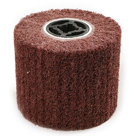 Flap Burnishing Wheel - Atoplee 120x100mm 80 Grit Non-Woven Abrasive Polishing Flap Burnishing Wheel for Wire Drawing Metal Iron Aluminum Polishing ATOPLEE
