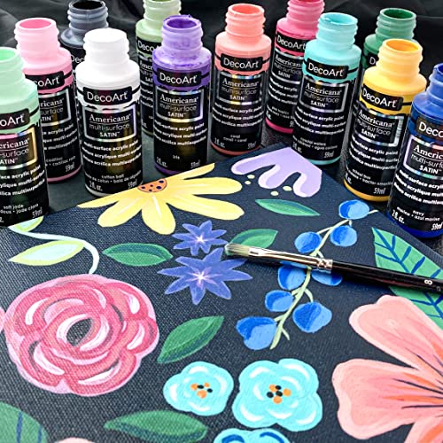 Modern Floral Acrylic Paint Set, Set of 12, 2 fl oz DecoArt