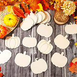 32 Pieces Wooden Pumpkin Cutout Thanksgiving Fall Crafts Pumpkins Unfinished Wood Craft Cutout Blank Paint Pumpkin Shape Cutout for Thanksgiving Jetec