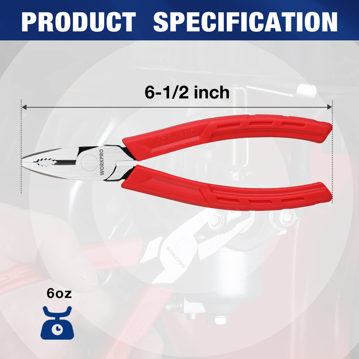 WORKPRO 6.5" Linesman S Screw Extractor Pliers(Combination Pliers) with Unique Non-slip Jaws, Stripped Screw Remover Tool, Lineman Pliers for Quickly WORKPRO