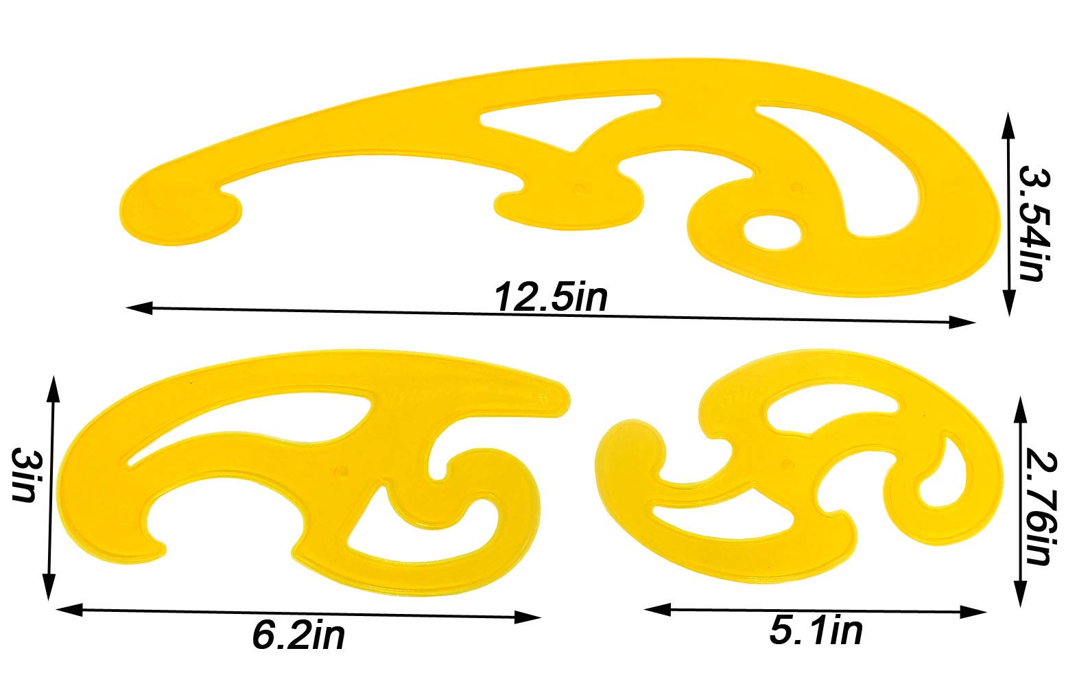 Vincilee 6 Pieces Plastic French Curve Ruler Drafting Drawing Template Tool Multi-Function Comic Template Tool 6 Sizes - WoodArtSupply