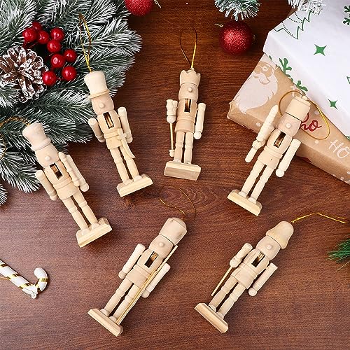 Didiseaon Decor 6Pcs Unfinished Nutcracker Figures Christmas Wooden Paintable Nutcracker Figurines DIY Blank Unpainted Nutcracker Soldier Christmas - WoodArtSupply