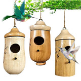 BOMEIQEE Hummingbird House, 4.5 Inches Mini Bird House, Wooden Hummingbird Swing Nest for Outside Hanging, Pet Cottage for Wren Swallow Sparrow Bomeiqee