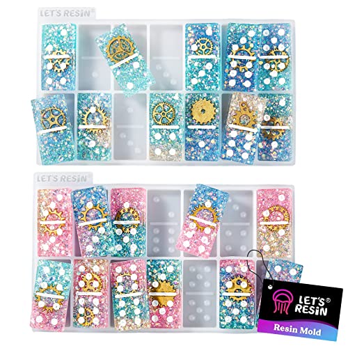 LET'S RESIN Resin Molds, Double 6 Domino Epoxy Mold Standard Size, Glossy Molds for Resin Casting, Silicone Molds for Epoxy Resin, UV Resin,Shiny & LET'S RESIN