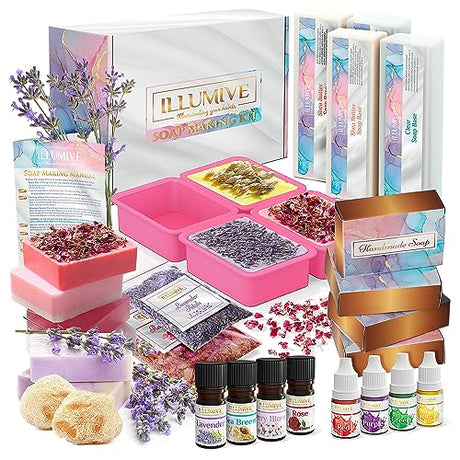 Illumive Soap Making Kit-Includes Soap Making Supplies | Soap Molds, Soap Base, Soap Box. Great DIY Kits for Adults. Inclusive Soap Making kit for Illumive