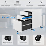 VERYKE 3 Drawer File Cabinet with Lock and Wheels Mobile Under Desk Filing Cabinet Vertical Filing Cabinet Metal Organizer File Cabinet for Hanging VERYKE