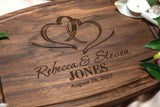 Personalized Cutting Board, Custom Wedding, Anniversary or Housewarming Gift Idea, Wood Engraved Charcuterie, for Newlyweds and Couples, Two Hearts Wedding Gift Boutique