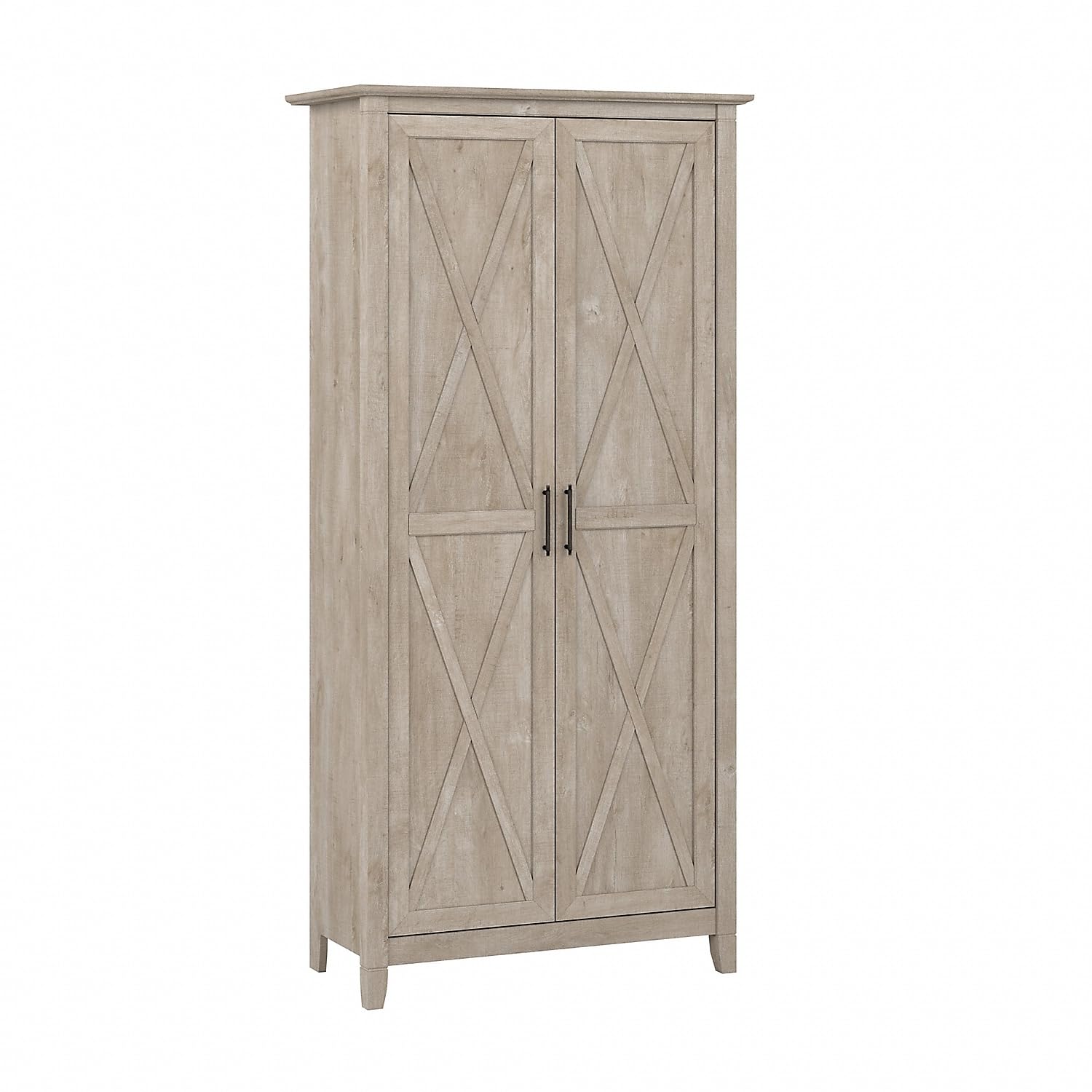Bush Furniture Key West Tall Storage Cabinet with Doors in Washed Gray | Accent Chest for Home Office, Living Room, Entryway, Kitchen Pantry and More Bush Business Furniture