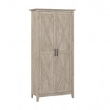 Bush Furniture Key West Tall Storage Cabinet with Doors in Washed Gray | Accent Chest for Home Office, Living Room, Entryway, Kitchen Pantry and More Bush Business Furniture