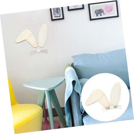 Kisangel 1 Set Bunny Ears Mustache Wall Unfinished Wood Discs Wood Discs for Crafts Blank Wood Slices Easter Window Stickers Easter Wooden Kisangel
