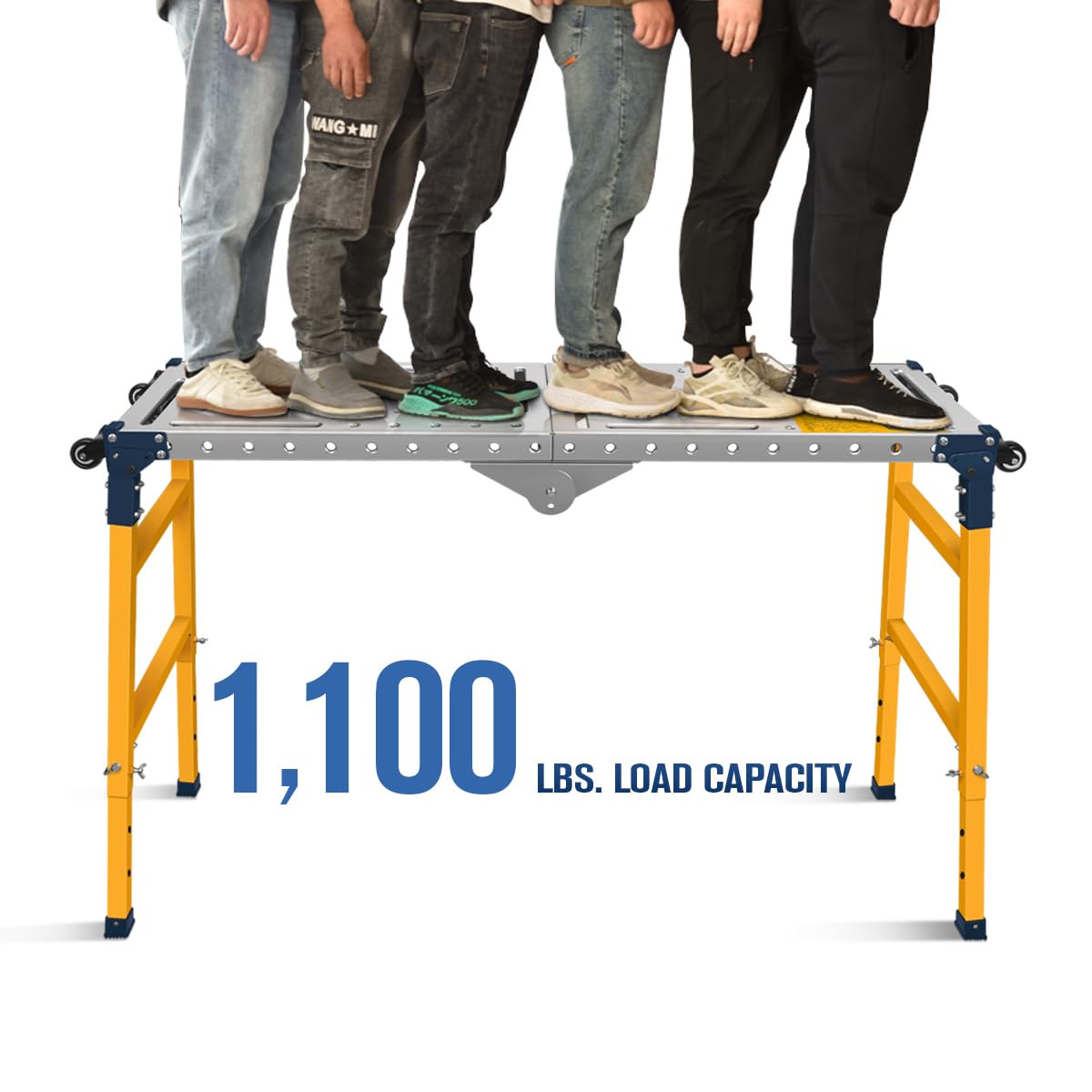 FUNTECK Versatile Portable Steel Work Platform and Welding Table with Casters | 55 x 14-inch Galvanized Tabletop | 1100 lbs. Load Capacity | FUNTECK