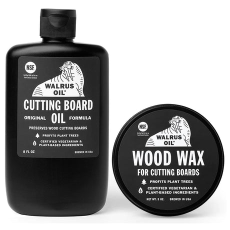 WALRUS OIL - Cutting Board Oil and Wood Wax Set. For Cutting Boards, Butcher Blocks, Wooden Spoons, and Bowls. 100% Food-Safe. Walrus Oil
