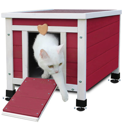 Rockever Outdoor Cat House,Outdoor cat Houses for Feral Cats Weatherproof Rabbit Hutch Small, Wooden Small Pet House and Habitats