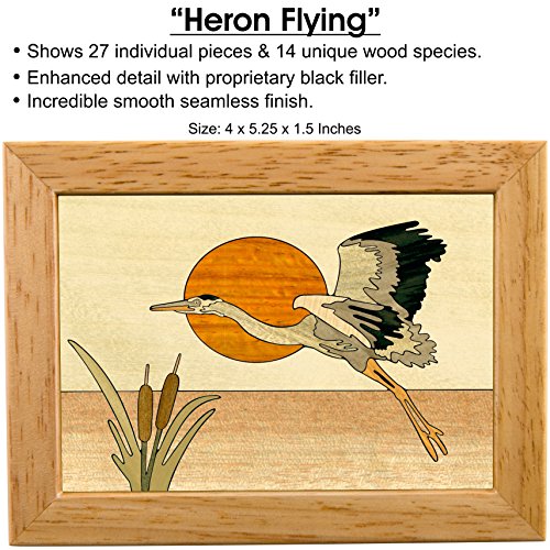 MarqArt Wood Art Heron Box - Handmade USA - Unmatched Quality - Unique, No Two are the Same - Original Work of Wood Art. A Heron Gift, Ring, Trinket MarqArt