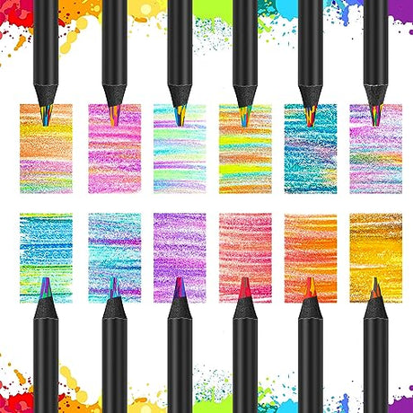 Hapikalor 12-Color Rainbow Pencils Aesthetic Jumbo Colored Pencils for Adult Coloring Sketching, Cute Drawing Kit Fun Pencils Cool Stuff Christmas Hapikalor
