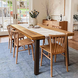 Devoko Home Acacia Wood Dining Table 6-Person Indoor Table with Iron Legs, Sandblast Finish, Natural Stained, Rustic Metal, 69 * 33 * 30 inch Devoko