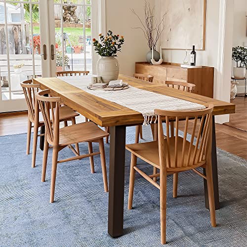 Devoko Home Acacia Wood Dining Table 6-Person Indoor Table with Iron Legs, Sandblast Finish, Natural Stained, Rustic Metal, 69 * 33 * 30 inch - WoodArtSupply