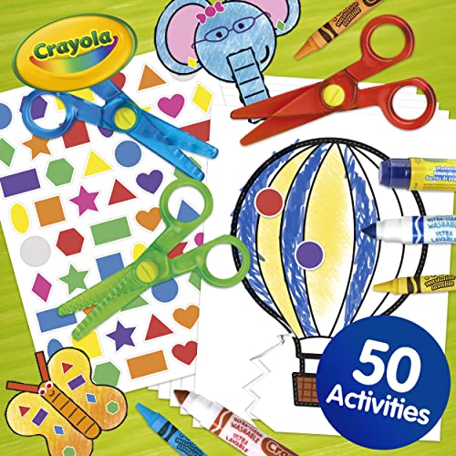 Crayola Toddler Scissor Skills Activity Kit, 3 Count Safety Scissors and Craft Supplies, Gift for Kids, Ages 3, 4, 5 Crayola