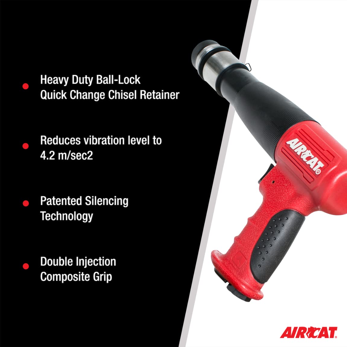 AIRCAT Pneumatic Tools 5200-A-T: 0.401-Inch Shank Composite Long Stroke Air Hammer 2,100 BPM - WoodArtSupply