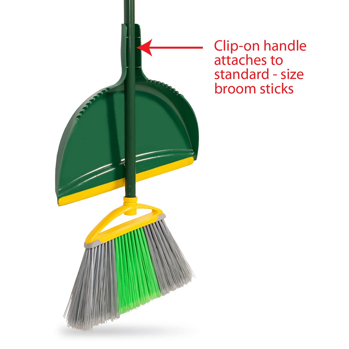 Pine-Sol Jumbo Dustpan, 13.2” | Heavy Duty Dust Pan with Rubber Edge | Clip-On Design Attaches to Standard Broom Sticks, Green - WoodArtSupply