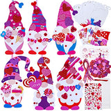 Winlyn 36 Sets Valentine's Day Gnome Ornaments Decorations DIY Valentine Gnome Craft Kits Assorted Gnome Shaped with Heart Valentine Stickers for Winlyn