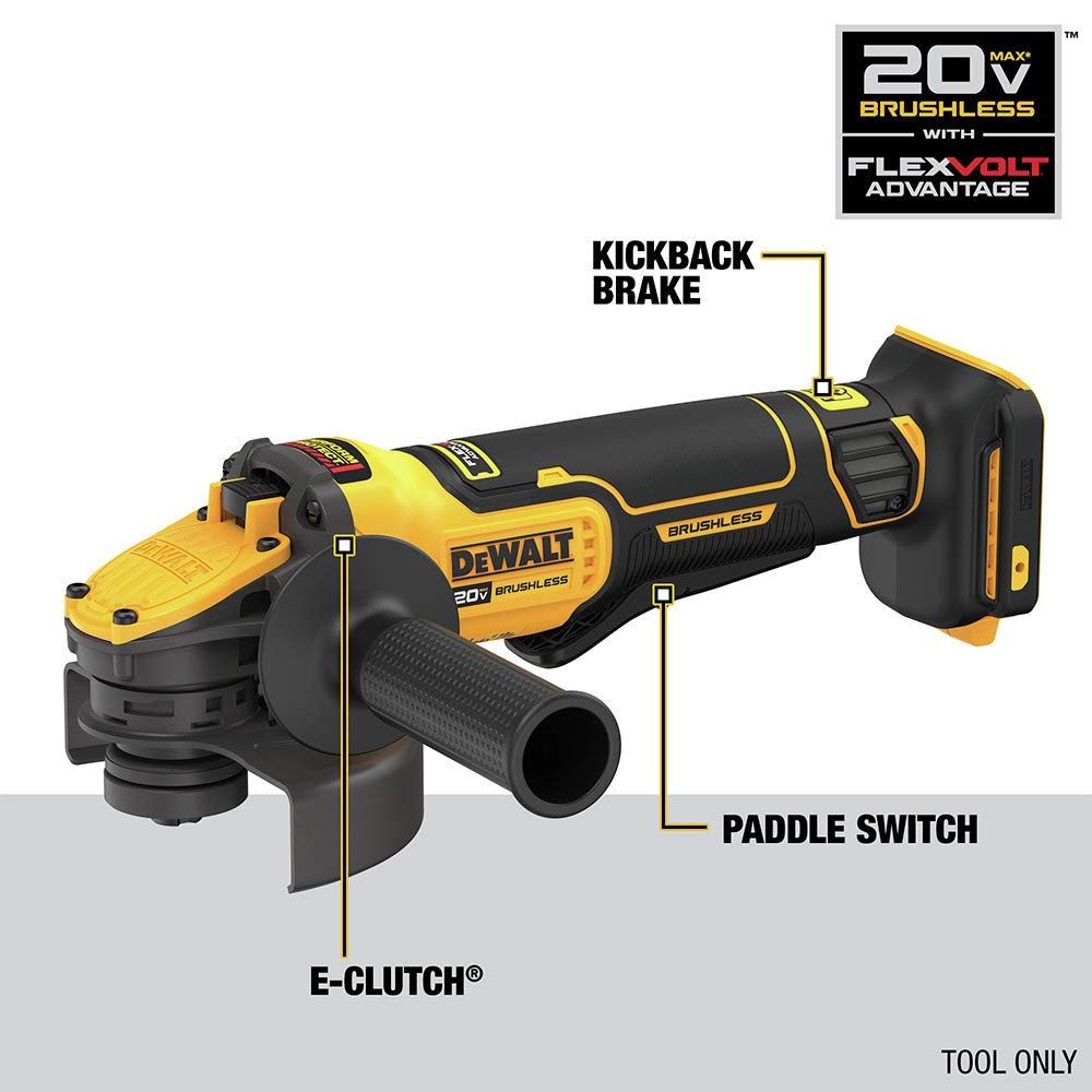 DEWALT FLEXVOLT ADVANTAGE 20V MAX* Angle Grinder, Paddle Switch, 4-1/2-Inch to 5-Inch, Tool Only (DCG416B) DEWALT