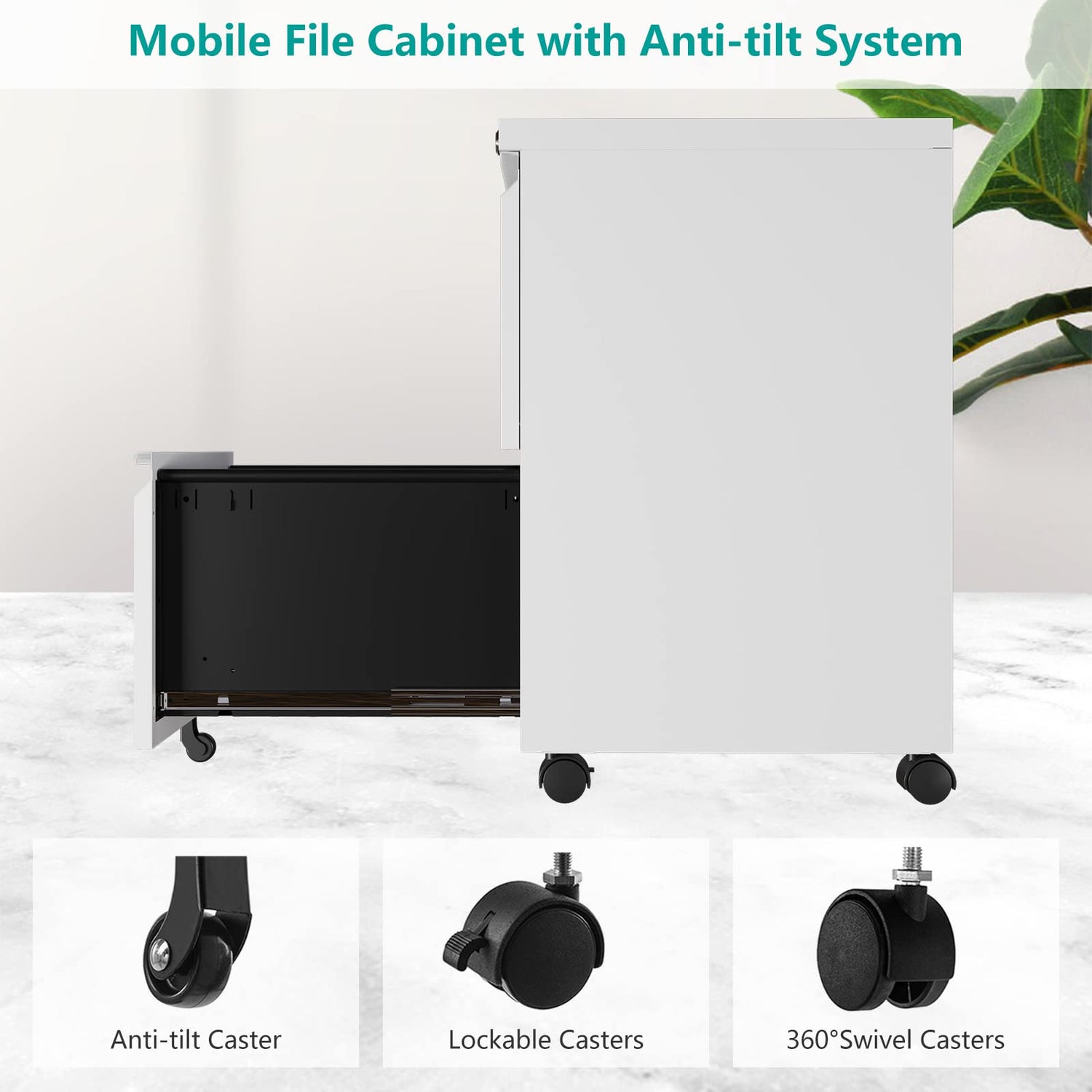 LISSIMO Metal File Cabinets with 2 Drawer,Under Desk Locking File Cabinet for Legal Letter Files, Office Storage Cabinet with Wheels Assembly LISSIMO