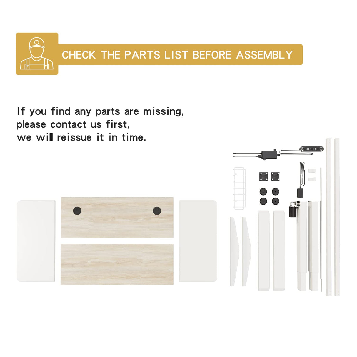 Jceet Adjustable Height Electric Standing Desk - 55 x 24 Inch Sit Stand Computer Desk, Stand Up Desk Table for Home Office, White Frame/White + Oak Jceet