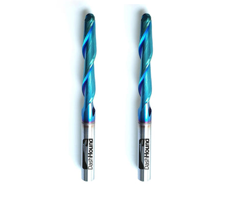 DashHound 2PCS BRB202 Milling Cutters Ball Nose Solid Carbide Up Cut CNC Spiral Bits End Mill NACO Coated 2D 3D Carving Router Bit Tapered Angle 0.10 DashHound