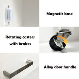 RASOO Kitchen Island on Wheels White Rolling Trolley Cart Island Cart Storage Cabinet with Rubber Solid Wood Countertop One Drawer and 2 Doors Towel RASOO