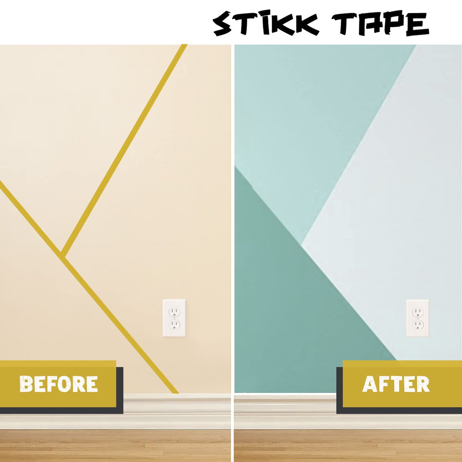 STIKK Painters Tape - 3pk Yellow Painter Tape - 1 inch x 60 Yards - Paint Tape for Painting, Edges, Trim, Ceilings - Masking Tape for DIY Paint STIKK