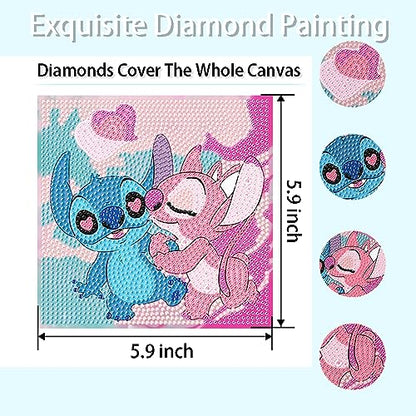 5D Diamond Painting Kits for Kids with Wooden Frame - Stitch Diamond Art for Kids Ages 6-8-10-12,DIY Art and Crafts Big Gem Gift Diamond Dots