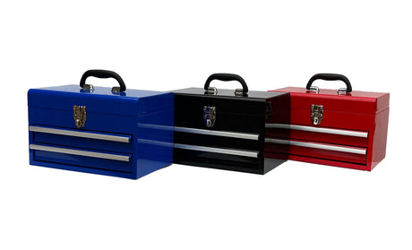 Workington Portable Metal Tool Chest with 2 Drawers, 14" 2-Drawer Tool Chest Cabinet with Ball Bearing Drawer Slides, Steel Tool Storage Box Workington