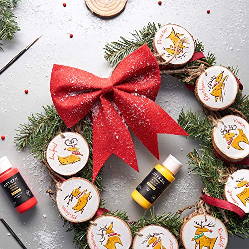 ARTEZA Natural Wood Slices, 45 Pieces, 2.4-2.8 Inch Diameter, 0.4 Inch Thickness, Round Pine Wood Discs with Bark for Crafts, Christmas Ornaments, ARTEZA