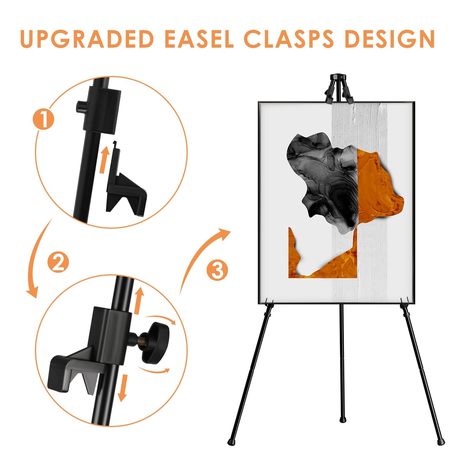 Artist Easel Stand for Display, Portable Easel for Wedding Signs & Painting, 65'' Floor Adjustable Easel for Display with Bag, Metal Painting Easel hanmir