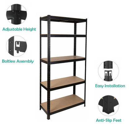 39 x 20 x 77in Utility Shelving Unit Storage Rack, 5-Tier Adjustable Industrial Heavy Duty Metal Garage Shelving Unit, 386lbs Load Capacity per Tier - WoodArtSupply