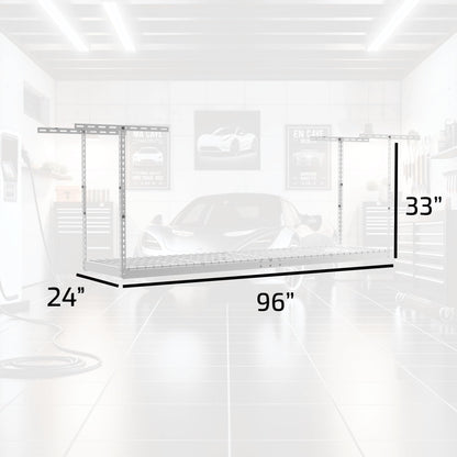 MonsterRax Overhead Garage Storage Rack 2x8, Ceiling Mounted Shelving, Adjustable Hanging Organizer, Heavy Duty Steel, 350 Pound Capacity, Color: - WoodArtSupply