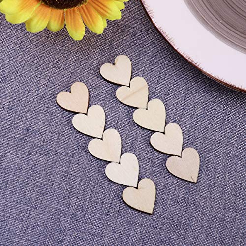 Vosarea 50pcs Wooden Hearts Slices Blank Unfinished Wooden Discs Cutout Pieces Embellishments for Scrapbooking Wedding Table Scatter DIY Arts Craft VOSAREA