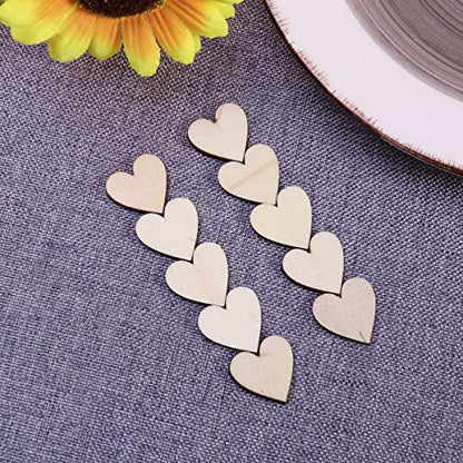 Vosarea 50pcs Wooden Hearts Slices Blank Unfinished Wooden Discs Cutout Pieces Embellishments for Scrapbooking Wedding Table Scatter DIY Arts Craft - WoodArtSupply