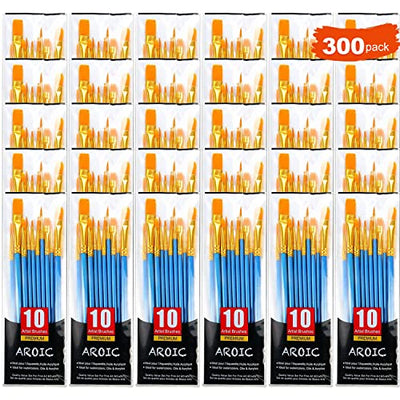 AROIC Painting Brush Set, 30 Packs/300 Pieces, Nylon Brush Head, Suitable for Oil and Watercolor, Perfect Suit of Art Painting, Best Gift for