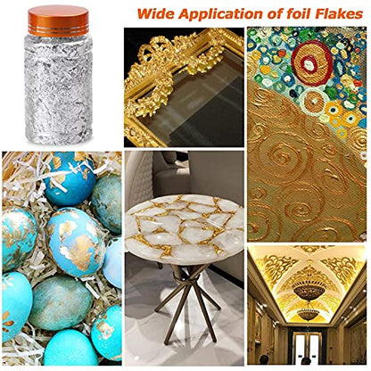 Mingjieus Gilding Flakes Set,Gold Foil Flakes for Resin,3 Bottles Metallic Foil Flakes for Resin Jewelry Making,Nails,Painting Art,Crafts and - WoodArtSupply