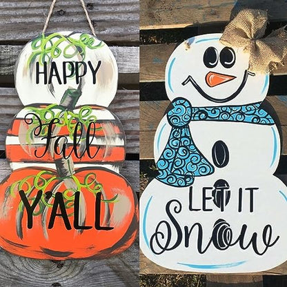 Snowman OR Pumpkin Stack Without stem, Reversible Shape, Fall Shape, Winter Shape, Unfinished Cutout, Build-A-Cross - WoodArtSupply