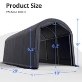 KING BIRD 10' x 20' Round Style Garage Shelter Anti-Snow Heavy Duty Storage Shelter Carport Portable Canopy Storage Shelter Shed for Boat, Patio KING BIRD