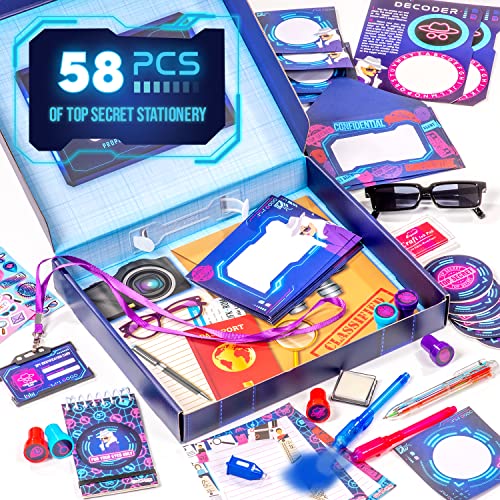 GirlZone Ultimate Secret Agent Writing Set, Exciting Spy Kit and Fun Stationery Set with Spy Pen Toy, Stationery Paper and Envelopes Set for Spy - WoodArtSupply