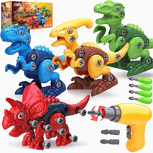 BAODLON Dinosaur Toys for 3 4 5 6 7 Year Old Boys, Take Apart Dinosaur Toy for Kid 3-5 5-7 Building Toy with Electric Drill, Learning Educational BAODLON