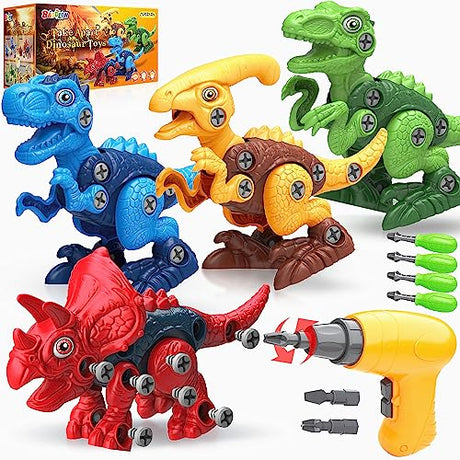 BAODLON Dinosaur Toys for 3 4 5 6 7 Year Old Boys, Take Apart Dinosaur Toy for Kid 3-5 5-7 Building Toy with Electric Drill, Learning Educational BAODLON