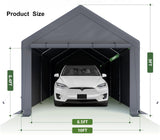 10x20ft Heavy Duty Carport with Removable Sidewalls,All Weather Carport Garage Party Tent Large Outdoor Canopy Storage Shed for Auto,Truck,Boat,Party Grezone